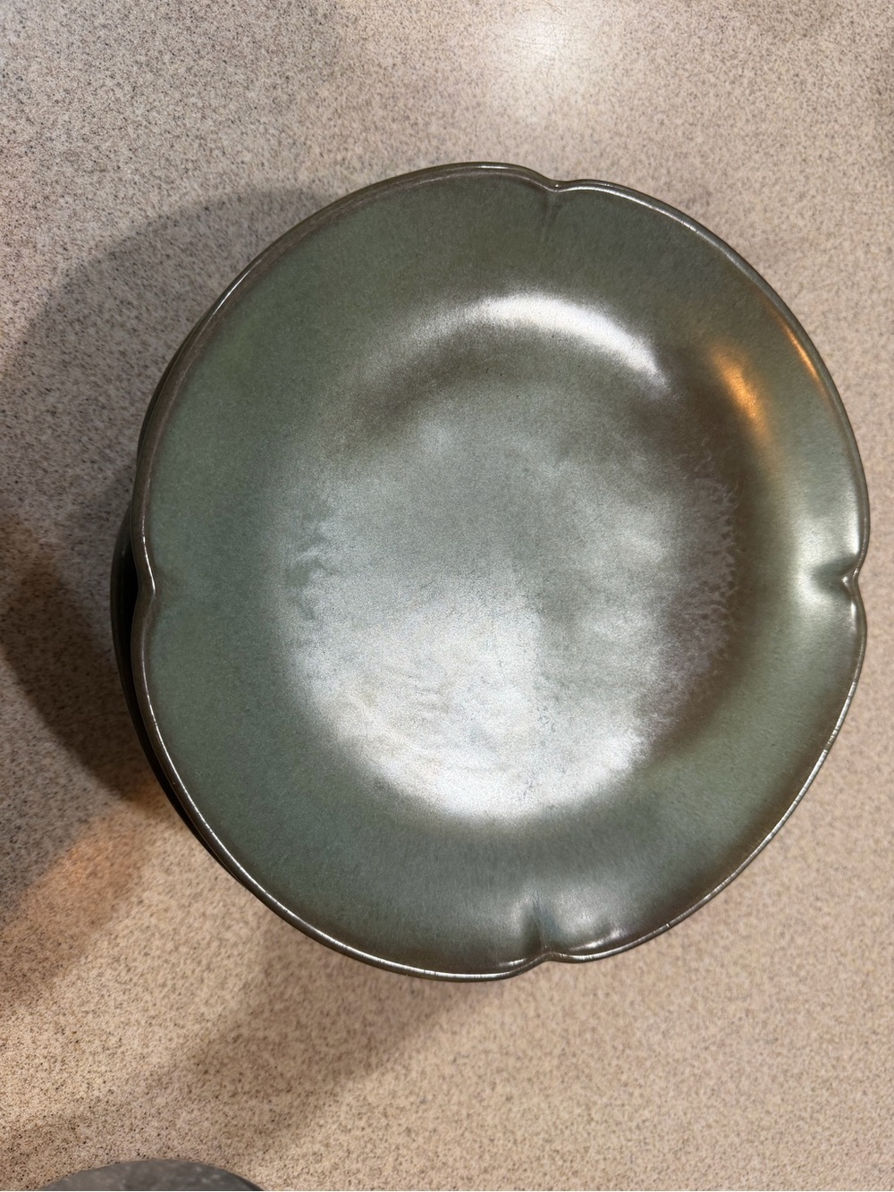 Frankoma Green Glazed Ceramic Scalloped plate